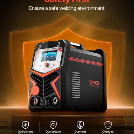 TIG Welder, 200A 6-In-1 Aluminum Welding Machine (LED Display) - AC TIG/DC TIG/AC Pulse TIG/DC Pulse TIG/Spot TIG/MMA(Stick), Electric Welder with Synergic Control IGBT.