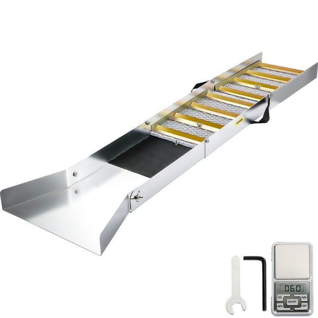 Folding Aluminum Alloy Sluice Box, Compact 50" Sluice Boxes for Gold, Lightweight Gold Sluice Equipment, Portable Sluice Boxes with Miner's Moss, River, Creek, Gold Panning, Prospecting, Dredg.