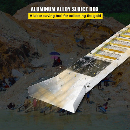 Folding Aluminum Alloy Sluice Box, Compact 50" Sluice Boxes for Gold, Lightweight Gold Sluice Equipment, Portable Sluice Boxes with Miner's Moss, River, Creek, Gold Panning, Prospecting, Dredg.
