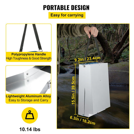 Folding Aluminum Alloy Sluice Box, Compact 50" Sluice Boxes for Gold, Lightweight Gold Sluice Equipment, Portable Sluice Boxes with Miner's Moss, River, Creek, Gold Panning, Prospecting, Dredg.