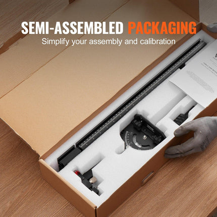 Precision Miter Gauge, Standard Slot 3/4'' x 3/8'', Aluminum Alloy Table Saw Miter Gauge with 19-35 in Grating 15 Angle Stops Adjustable Spring Loaded Plunger and Removable Disc, for Woodworking.