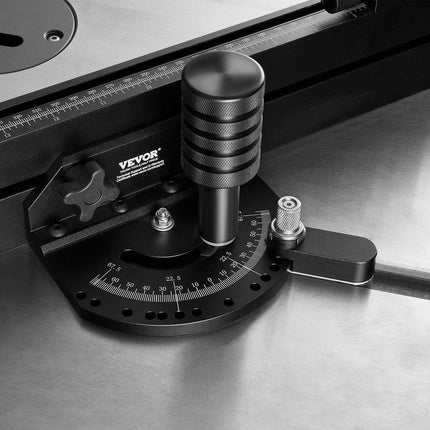 Precision Miter Gauge, Standard Slot 3/4'' x 3/8'', Aluminum Alloy Table Saw Miter Gauge with 19-35 in Grating 15 Angle Stops Adjustable Spring Loaded Plunger and Removable Disc, for Woodworking.