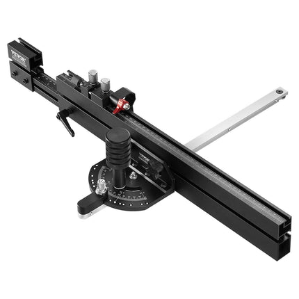 Precision Miter Gauge, Standard Slot 3/4'' x 3/8'', Aluminum Alloy Table Saw Miter Gauge with 19-35 in Grating 15 Angle Stops Adjustable Spring Loaded Plunger and Removable Disc, for Woodworking.