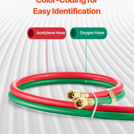 Oxygen Acetylene Hose 1/4-Inch x 50FT T Grade Hose 300PSI Max Working Pressure.