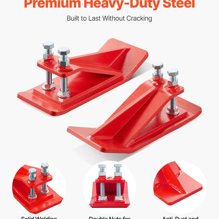 Tractor Bucket Protector, 2PCS Heavy Duty Steel Bucket Edge Protectors, Edge Tamer Anti-Skid Device with Double Hexagon Lock Nuts and Bolts, for Snow, Leave Removal & Spreading Gravel (Red).