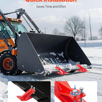 Tractor Bucket Protector, 2PCS Heavy Duty Steel Bucket Edge Protectors, Edge Tamer Anti-Skid Device with Double Hexagon Lock Nuts and Bolts, for Snow, Leave Removal & Spreading Gravel (Red).