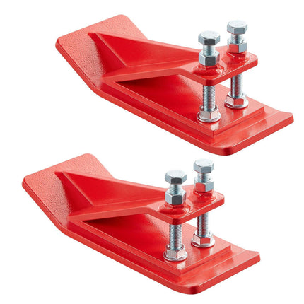 Tractor Bucket Protector, 2PCS Heavy Duty Steel Bucket Edge Protectors, Edge Tamer Anti-Skid Device with Double Hexagon Lock Nuts and Bolts, for Snow, Leave Removal & Spreading Gravel (Red).