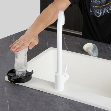 Glass Rinser, 10 Powerful Spraying Jets Rotating Cup Rinser for Sink, 304 Stainless Steel Faucet Cup Washer & Silicone Nonslip Pad for Baby Bottle, Glass Cup, Wine Glass (Matte Black Base).