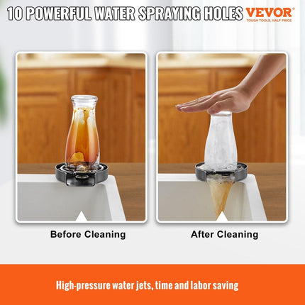 Glass Rinser 10-Hole 360 Rotating Stainless Steel Washer ABS Cup Holder.
