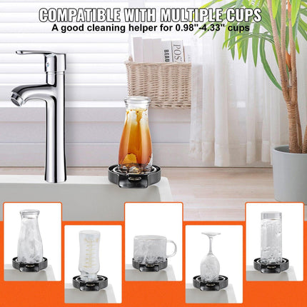 Glass Rinser 10-Hole 360 Rotating Stainless Steel Washer ABS Cup Holder.