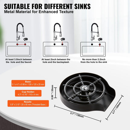 Glass Rinser 10-Hole 360 Rotating Stainless Steel Washer ABS Cup Holder.