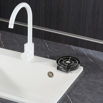 Glass Rinser 10-Hole 360 Rotating Stainless Steel Washer ABS Cup Holder.