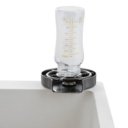 Glass Rinser 10-Hole 360 Rotating Stainless Steel Washer ABS Cup Holder.