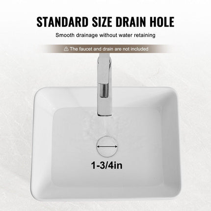 Modern Ceramic Vessel Sink 48x37cm Bathroom Vanity Bowl Countertop White.