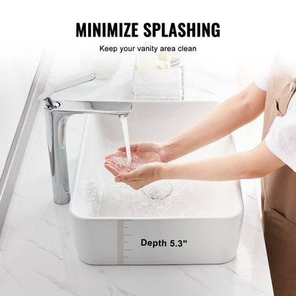 Modern Ceramic Vessel Sink 48x37cm Bathroom Vanity Bowl Countertop White.