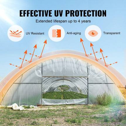 Greenhouse Plastic Sheeting 7.6 x 7.6 m, 6 Mil Thickness Clear Greenhouse Film, Polyethylene Film 4 Year UV Resistant, for Gardening, Farming, Agriculture, Garden.