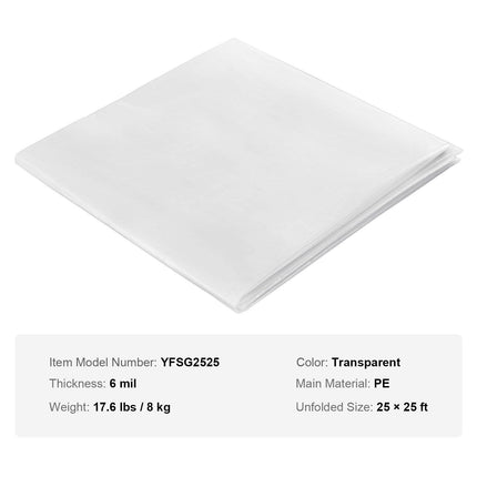Greenhouse Plastic Sheeting 7.6 x 7.6 m, 6 Mil Thickness Clear Greenhouse Film, Polyethylene Film 4 Year UV Resistant, for Gardening, Farming, Agriculture, Garden.