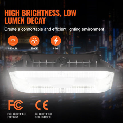 4 Pack LED Canopy Lights 80W 8800LM 5000K Daylight Outdoor Canopy Lighting.