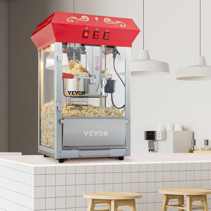Popcorn Popper Machine Countertop Popcorn Maker 850W 8 Oz 48 Cups Red.