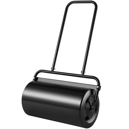 Lawn Roller, 13 Gallon 24Inch Sand/Water Filled Yard Roller, Steel Sod Roller with Easy-turn Plug and U-Shaped Ergonomic Handle for Convenient Push and Pull, for Lawn, Garden, Farm, Park, Black.