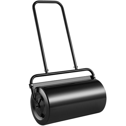Lawn Roller, 13 Gallon 24Inch Sand/Water Filled Yard Roller, Steel Sod Roller with Easy-turn Plug and U-Shaped Ergonomic Handle for Convenient Push and Pull, for Lawn, Garden, Farm, Park, Black.