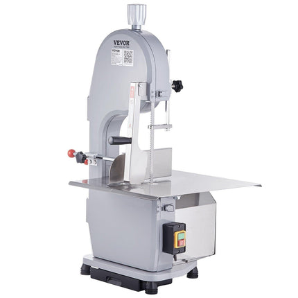 Commercial Electric Meat Bandsaw, 1500W Stainless Steel Countertop Bone Sawing Machine, Workbeach 19.3" x 15", 0.16-7.9 Inch Cutting Thickness, Frozen Meat Cutter with 6 Blades for Rib Pork Beef.