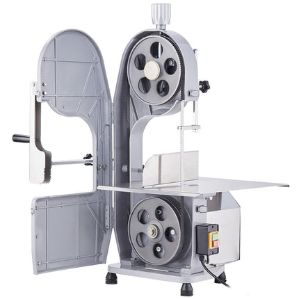 Commercial Electric Meat Bandsaw, 1500W Stainless Steel Countertop Bone Sawing Machine, Workbeach 19.3" x 15", 0.16-7.9 Inch Cutting Thickness, Frozen Meat Cutter with 6 Blades for Rib Pork Beef.