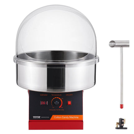 Electric Cotton Candy Machine, 1000W Candy Floss Maker, Commercial Cotton Candy Machine with Cover, Stainless Steel Bowl, and Sugar Scoop, Perfect for Home Kids Birthday, Family Party (Red).