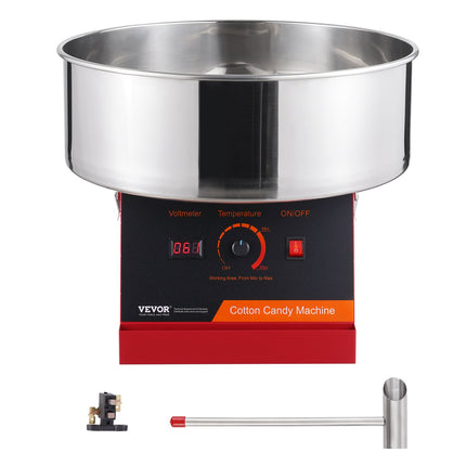Electric Cotton Candy Machine, 1000W Candy Floss Maker, Commercial Cotton Candy Machine with Stainless Steel Bowl, and Sugar Scoop, Perfect for Home Kids Birthday, Family Party (Red).