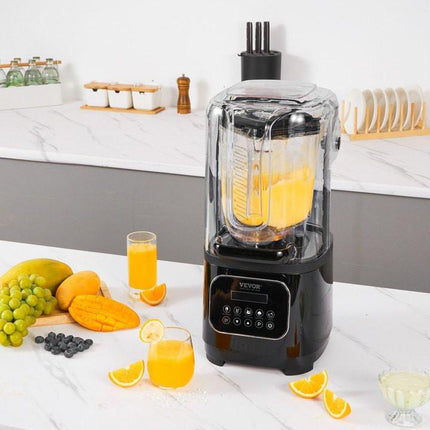 Professional Blender with Shield, Commercial Countertop Blenders, 2L Jar Blender Combo, Stainless Steel 9 Speed & 5 Functions Blender, for Shakes, Smoothies, Peree, and Crush Ice, Black.