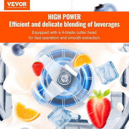 Professional Blender with Shield, Commercial Countertop Blenders, 2L Jar Blender Combo, Stainless Steel 9 Speed & 5 Functions Blender, for Shakes, Smoothies, Peree, and Crush Ice, White.