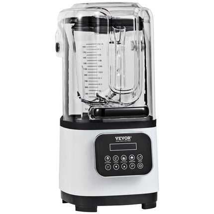 Professional Blender with Shield, Commercial Countertop Blenders, 2L Jar Blender Combo, Stainless Steel 9 Speed & 5 Functions Blender, for Shakes, Smoothies, Peree, and Crush Ice, White.