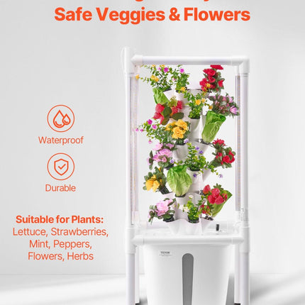 Hydroponic Growing System with Grow Light 30 Pods Hydroponic Tower Garden.