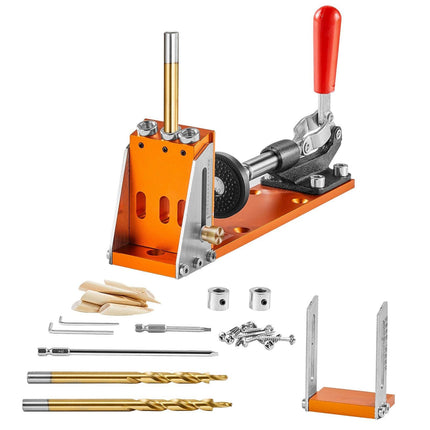 30 Pcs Pocket Hole Jig Kit, Adjustable & Easy to Use Pocket Hole Jig System with Step Drills, Wrenches, Drill Stop Rings, and Square Drive Bits, Dual Scale Marks for DIY Carpentry Projects.