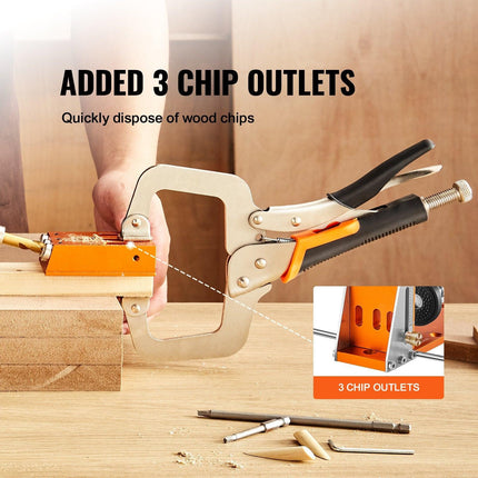 Pocket Hole Jig Kit, 34 Pcs Pocket Hole Jig System with C-clamp, Fixture, Step Drills, Wrenches, Drill Stop Rings, Square Drive Bits, Toolbox, for DIY Carpentry Projects, Adjustable.