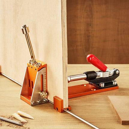 Pocket Hole Jig Kit, 34 Pcs Pocket Hole Jig System with C-clamp, Fixture, Step Drills, Wrenches, Drill Stop Rings, Square Drive Bits, Toolbox, for DIY Carpentry Projects, Adjustable.