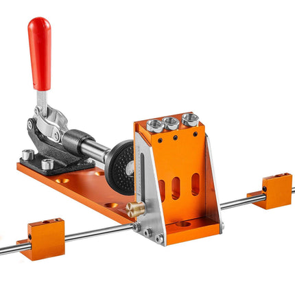 Pocket Hole Jig Kit, 34 Pcs Pocket Hole Jig System with C-clamp, Fixture, Step Drills, Wrenches, Drill Stop Rings, Square Drive Bits, Toolbox, for DIY Carpentry Projects, Adjustable.