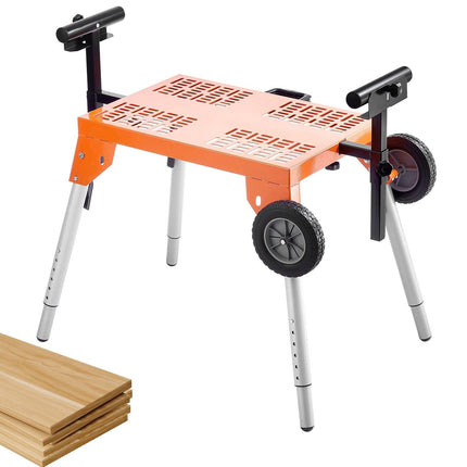 Miter Saw Stand with Tabletop and Wheels 330lbs Load Capacity Adjustable.