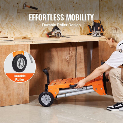 Miter Saw Stand with Tabletop and Wheels 330lbs Load Capacity Adjustable.