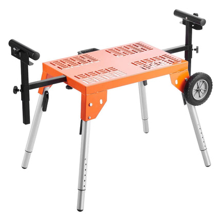 Miter Saw Stand with Tabletop and Wheels 330lbs Load Capacity Adjustable.