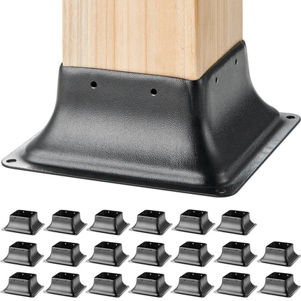 101.6x101.6mm Post Base 20Pcs, Internal 91x91mm Heavy Duty Powder-Coated Steel Post Bracket Fit for Standard Wood Post Anchor, Decking Post Base for Deck Porch Handrail Railing Support.