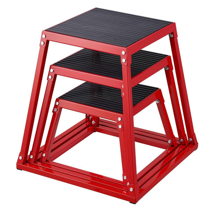 Plyometric Jump Boxes, 12/18/24 Inch Plyo Box, Platform and Jumping Agility Box, Anti-Slip Fitness Exercise Step Up Box Set for Home Gym Training, Conditioning Strength Training, Red.