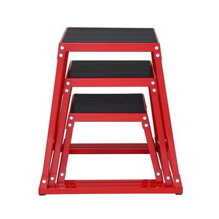 Plyometric Jump Boxes, 12/18/24 Inch Plyo Box, Platform and Jumping Agility Box, Anti-Slip Fitness Exercise Step Up Box Set for Home Gym Training, Conditioning Strength Training, Red.