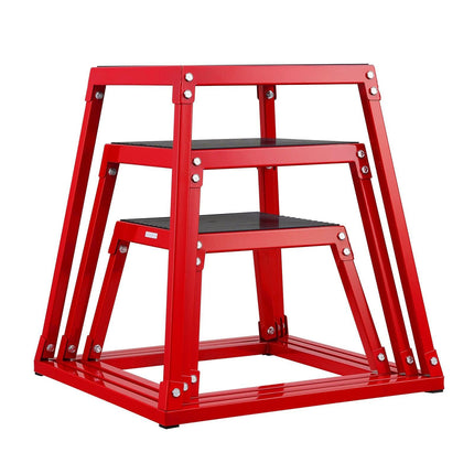 Plyometric Jump Boxes, 12/18/24 Inch Plyo Box, Platform and Jumping Agility Box, Anti-Slip Fitness Exercise Step Up Box Set for Home Gym Training, Conditioning Strength Training, Red.