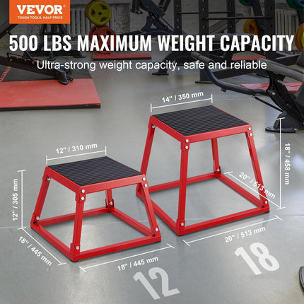 Plyometric Jump Box, 12 Inch Plyo Box, Steel Plyometric Platform and Jumping Agility Box, Anti-Slip Fitness Exercise Step Up Box for Home Gym Training, Conditioning Strength Training, Red.
