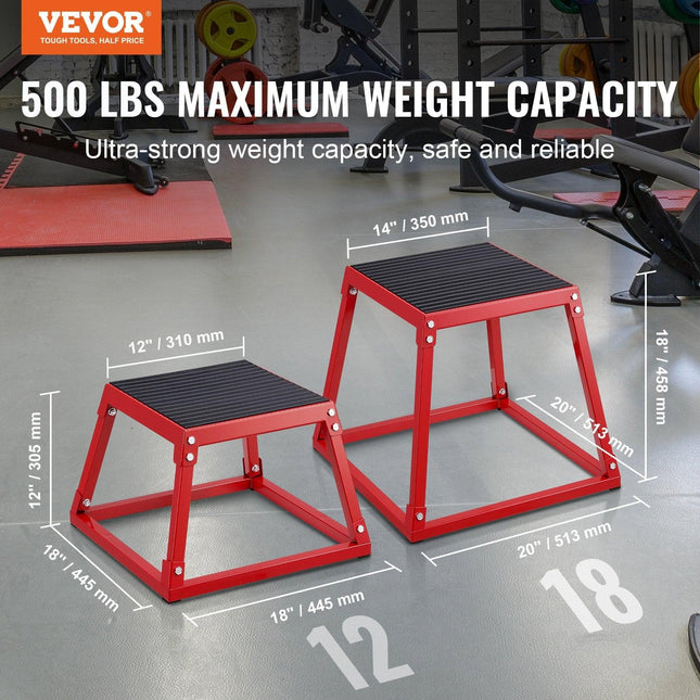 Plyometric Jump Box, 12 Inch Plyo Box, Steel Plyometric Platform and Jumping Agility Box, Anti-Slip Fitness Exercise Step Up Box for Home Gym Training, Conditioning Strength Training, Red.