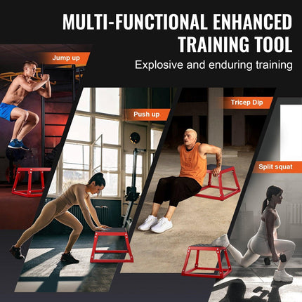 Plyometric Jump Box, 12 Inch Plyo Box, Steel Plyometric Platform and Jumping Agility Box, Anti-Slip Fitness Exercise Step Up Box for Home Gym Training, Conditioning Strength Training, Red.