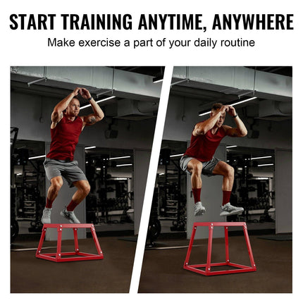 Plyometric Jump Box, 12 Inch Plyo Box, Steel Plyometric Platform and Jumping Agility Box, Anti-Slip Fitness Exercise Step Up Box for Home Gym Training, Conditioning Strength Training, Red.