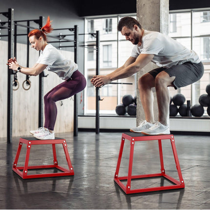 Plyometric Jump Box, 12 Inch Plyo Box, Steel Plyometric Platform and Jumping Agility Box, Anti-Slip Fitness Exercise Step Up Box for Home Gym Training, Conditioning Strength Training, Red.