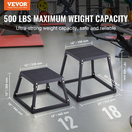 Plyometric Jump Box, 12 Inch Plyo Box, Steel Plyometric Platform and Jumping Agility Box, Anti-Slip Fitness Exercise Step Up Box for Home Gym Training, Conditioning Strength Training, Black.